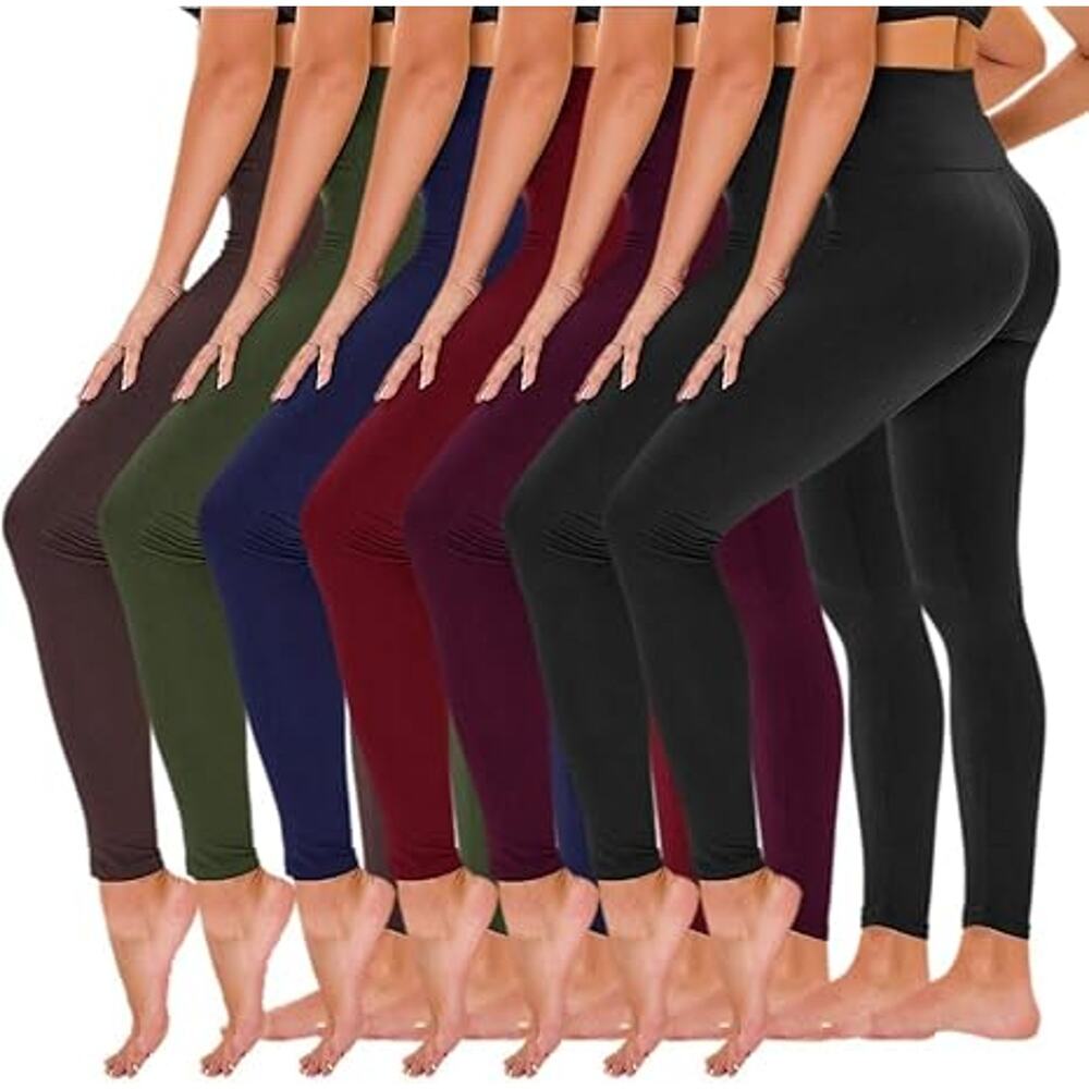 TNNZEET 7 Pack Plus Size Leggings for Women - High Waisted Yoga Pants with Pocke